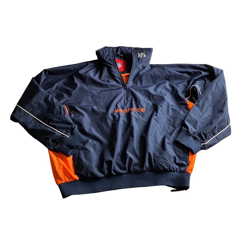 Denver Broncos NFL Pullover Windbreaker Jacket Men XL Orange Navy GIII Apparel‎